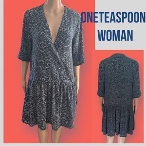 One Teaspoon Drop Waist Blue with White Polka Dots Cotton Dress CUTE‼️